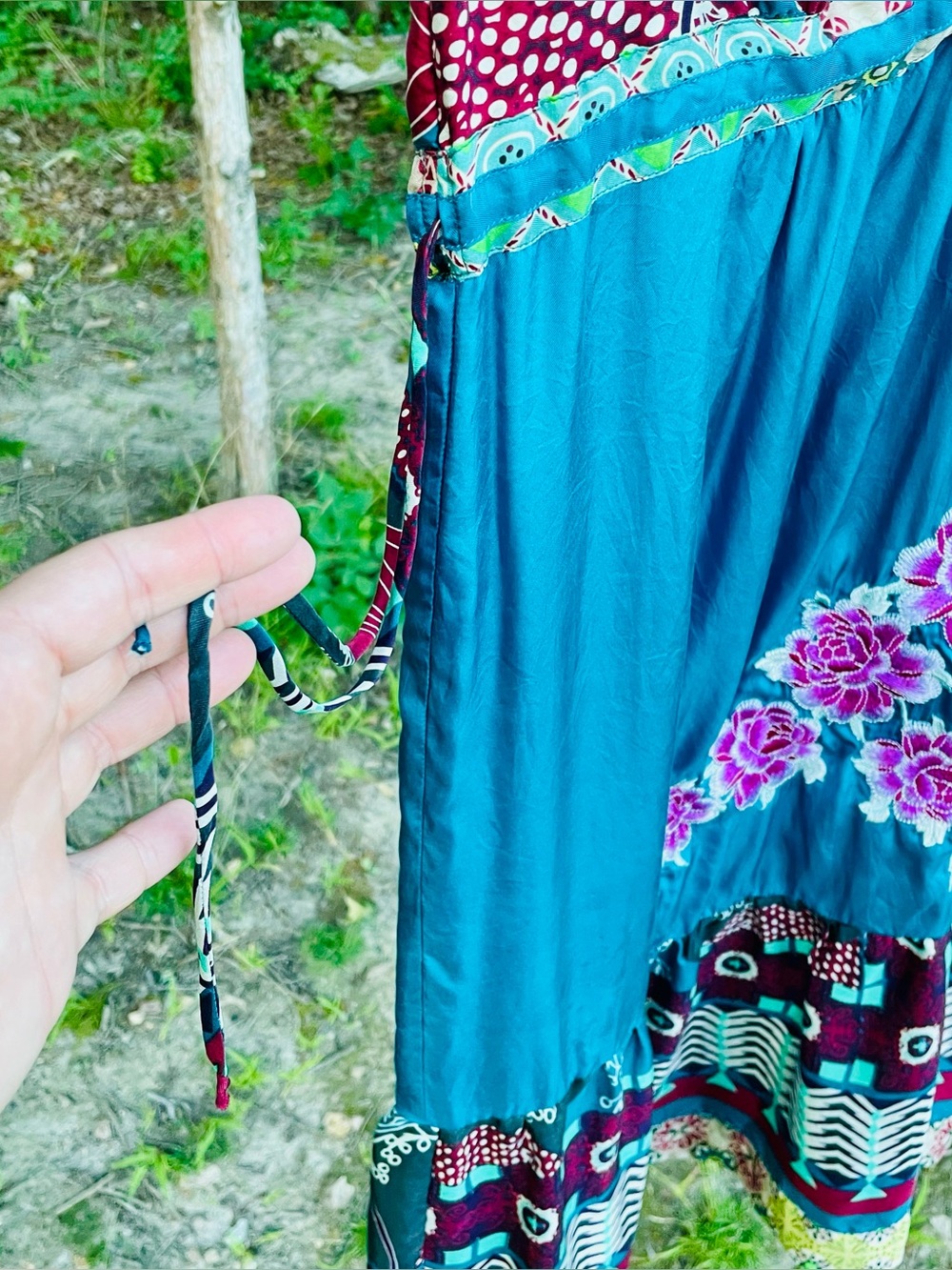 Johnny Was Ellis floral silk high waist drawstring midi dress - Picture 9 of 13